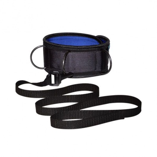 Чёрно-синий неопреновый ошейник с поводком - Sitabella - купить с доставкой в Смоленске