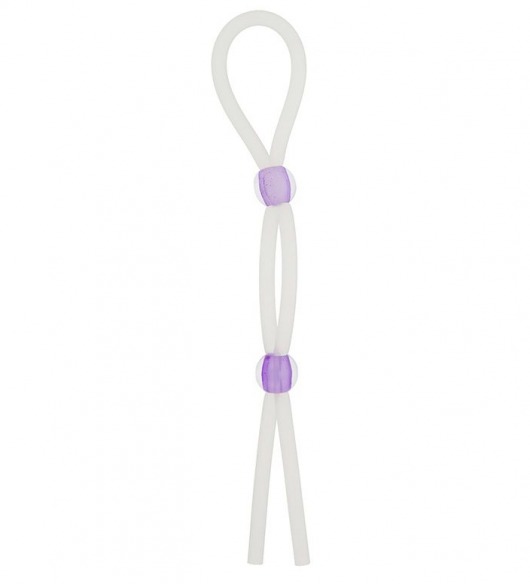 Прозрачное эрекционное кольцо-лассо SILICONE LASSO COCK RING DUAL BEADS - NMC - в Смоленске купить с доставкой