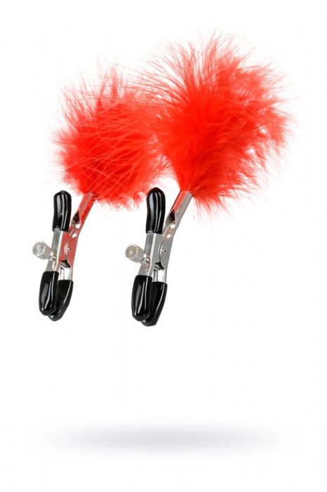 Зажимы для сосков с красным пухом Theatre - ToyFa - купить с доставкой в Смоленске