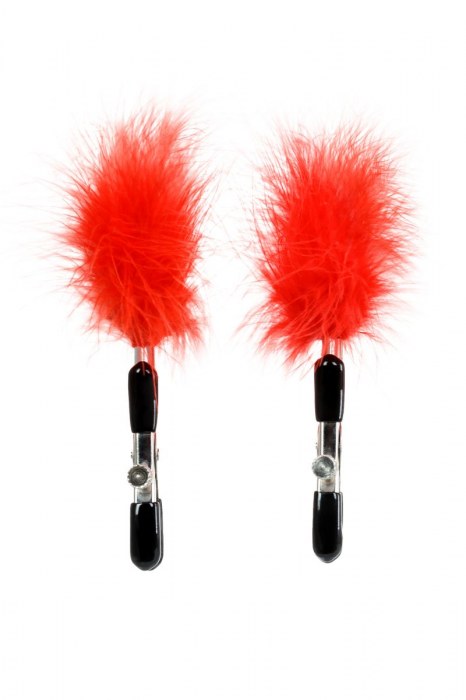 Зажимы для сосков с красным пухом Theatre - ToyFa - купить с доставкой в Смоленске