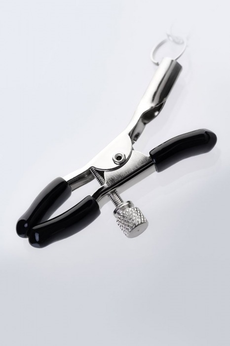 Серебристо-чёрные зажимы для сосков с кольцом для пениса TOYFA Metal - ToyFa - купить с доставкой в Смоленске